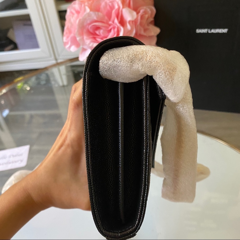NEW SAINT LAURENT TRIQUILT MEDIUM CHAIN WALLET BLK - Picture 7 of 10